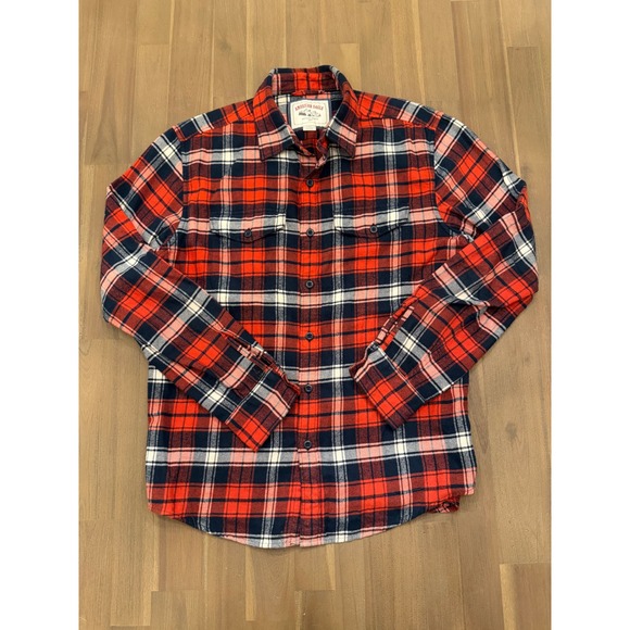 American Eagle Other - American Eagle Mens Red Plaid Flannel Button Down Shirt Medium Long Sleeve